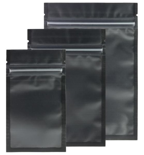 Sacs à fermeture éclair mat, tailles assorties, transparent, noir, noir, 100 pièces, sac d'emballage plat en plastique PE, 2010224812087