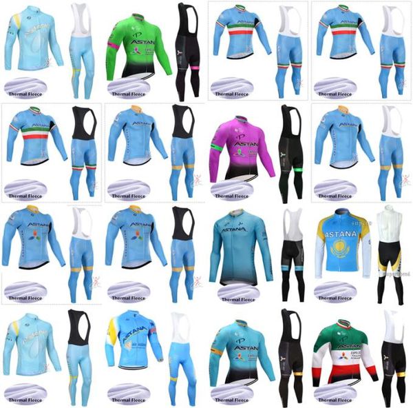 ASTANA équipe cyclisme maillot hommes hiver thermique polaire à manches longues Jersey ensembles Cycle vêtements route vêtements de vélo B618372466727