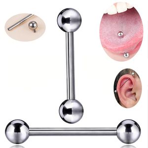 ASTM 36 Bolas de barra industrial Anillo de lengua Lip Pipe Bar Stud 16G14G Helix recta Bar Bar Percing Body Jewelry 240407