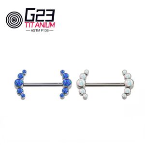 Astm 36 anneaux de mamelon Barbell 14G opale Piercing bijoux femmes barre de corps 240127