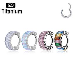 ASTM 36 Pendiente de perforación Anillos de nariz de alta calidad Clicker Septum Hoop CZ 810 mm Tragus Ear Helix Lóbulo Joyería del cuerpo 16G 240130