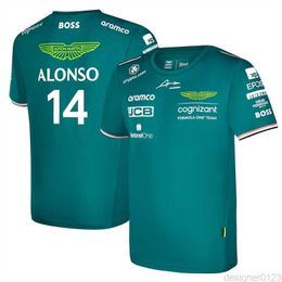 Aston Martin Aramco Cognizant F1 2023 T-shirt officiel de l'équipe Fernando Alonso pour homme Formula Short Sleeve Oversize Top Clothing
