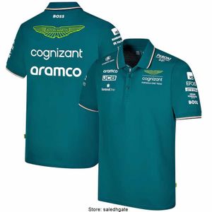 Aston Martin Aramco Cognizant F1 2023 Official Team Polo Summer casual de secado rápido para hombre de manga corta