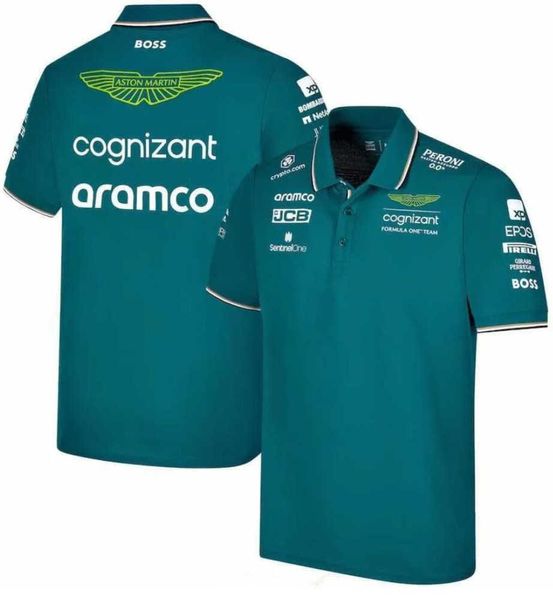 Aston Martin Aramco Cognizant F1 Polos 2023 Polo officiel de l'équipe d'été décontracté à séchage rapide pour hommes à manches courtes style décontracté