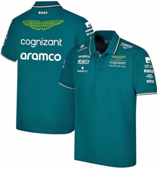 Aston Martin Aramco Cognizant F1 Polos 2023 Polo officiel de l'équipe d'été décontracté pour hommes à séchage rapide à manches courtes mode all-match