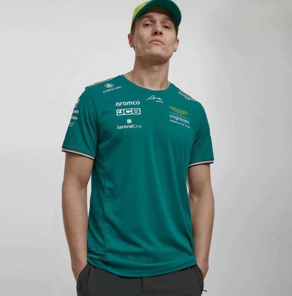 Aston Martin F1 Tshirt Team Pilote de course espagnol Fernando Alonso 14 et Stroll 18 Polo surdimensionné 2023