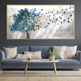 Astratta farfalla albero foglie tela pittura su parete arte poster e stampe immagini per soggiorno decorazione della casa cuadros