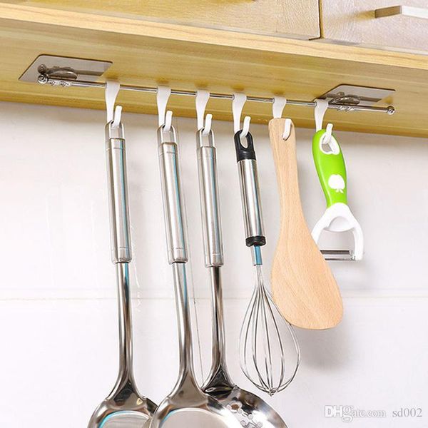 Astrength No Trace Paste Hook Plastic Six Group Free Hanger Kitchen Shower Room Colgante de pared Accesorios de baño Venta caliente 5 8yyb1