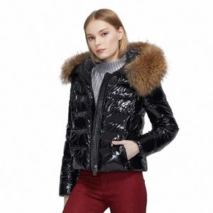 Astrid 2022 Nouveau manteau d'hiver pour femme femme m épais parka fi veste courte noire avec capuche en fourrure de racco vêtements féminins 7267 i5Fx #