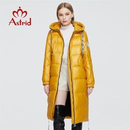 Astrid abrigo de invierno para mujer, parka larga cálida a la moda, chaqueta gruesa amarilla con capucha, tallas grandes, ropa femenina ZR3568 201210