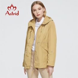 Astrid printemps automne Trench Coat court coupe-vent coton à capuche mode Outwear coupe-vent femme vêtements 9381 210820