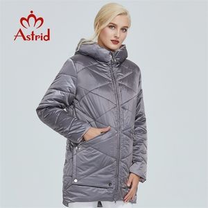 Astrid Winter Jacket Femmes Couleur contrastée Tissu imperméable avec une conception de capuchon Vêtements en coton épais Parka chaude AM-2090 211013