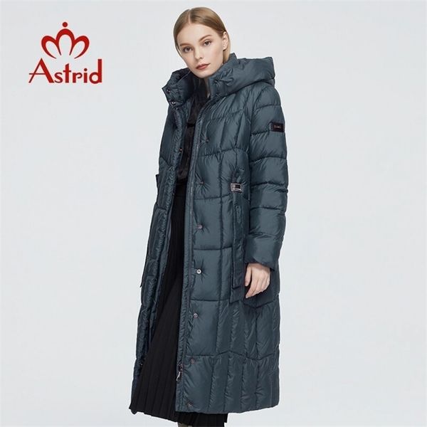 Astrid Winter Women's Coat Women Long Warm Parka Plaid Moda Chaqueta gruesa con capucha Bio-Down Ropa femenina Diseño 9546 210819