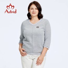Astrid femmes pull solide tendances haut à manches longues femme t-shirts grande taille femme pulls doux tricoté pulls vêtements de base 240117