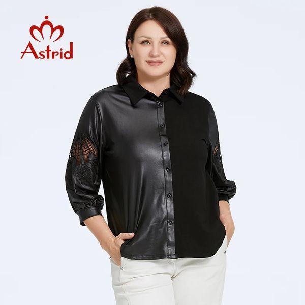 Astrid Womens Shirt 2023 Couper à manches longues coupées plus taille pu en cuir top femme vêtements mode couture conception de femelle 240419