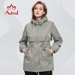 Astrid Womens Trench Coat Femmes Veste surdimensionnée Hooded Windbreaker Overcoat décontracté femelle Spring Outwear AS10157 220804