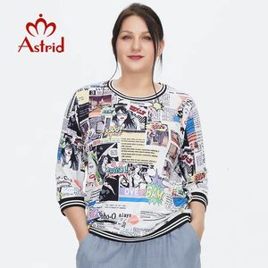 Astrid Womens tshirt Zijden Top Plus size Vrouwelijke Kleding Vintage Mode Anime Cartoon grafische Print Oneck blouses Trends 240315