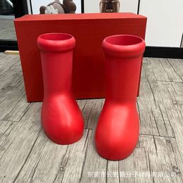 Botas de dedo grande rojo astro, inyección de eva botas de lluvia de goma plana moldeadas