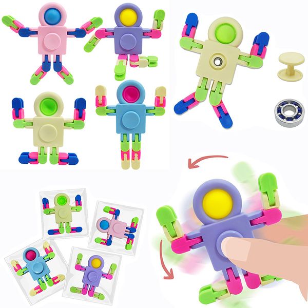 Chaîne d'astronaute polyvalente, robot du bout des doigts, jouets fidget, pistes spinner, musique à bulles, jouet éducatif de décompression pour enfants, charges de fête, cadeaux