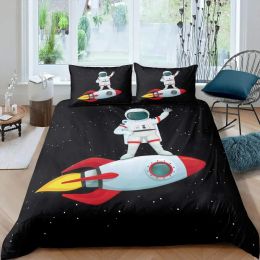 Couvercle de couette astronaute Set astronaute jouant de la literie de guitare ensemble de garçons adolescents pour enfants galaxy étoiles extérieures de collège en polyester espace