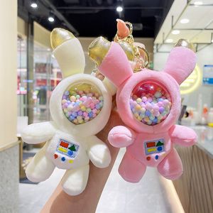 Astronaut sleutelhanger pluche hanger schattig ruimte konijn met deeltjes pop tas ornamenten klein geschenk knuffelaccessoires