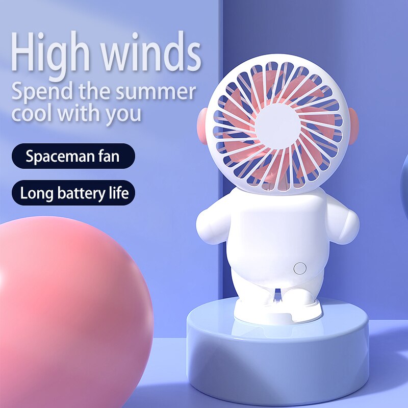 Astronaut Mini USB Small Fan Spaceman cobrando portáteis fãs portáteis portáteis fãs portáteis 3 Mini USB Wind Strong for Travel Office Outdoor