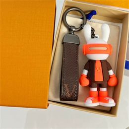 Astronaut Rabbit Keychain voor mannen Auto Keyrings Designer Karabijnse sleutelleren lederen tas Hangers Luxe accessoires Key Rings