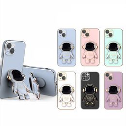 Astronaut Solf TPU -hoesjes voor iPhone 14 Pro Max 13 12 Mini 11 XS XR 6G 7G Cover met telefoonhouder Standzak