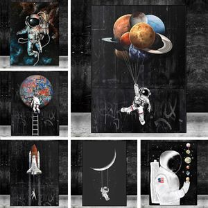 Astronaut Space Dreaming Stars Canvas Pintura de arte de pared Fotografías para sala de estar Decoración del hogar Decoración de la habitación de niños