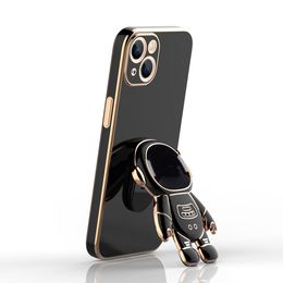 Astronaut Stand Holder 6D Plating Phone Cases para iphone 14 13 12 pro max Funda a prueba de golpes