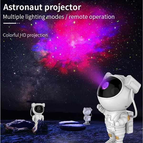 Astronauta Cielo Estrellado Proyector Lámpara Galaxy Estrella Proyección Láser USB Carga Atmósfera Lámpara Niños Dormitorio Decoración Niño Regalo De Navidad 21126 25pcs