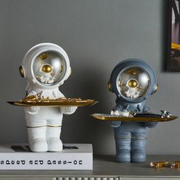 Plateau de rangement de statue d'astronaute, Sculpture d'astronaute en résine, porte-clé, décoration nordique pour la maison, salon, Table, ornements de figurines 240304