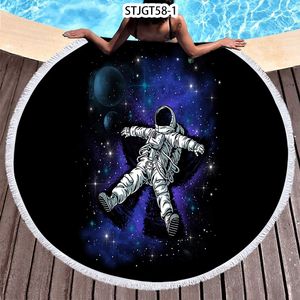 Astronauten zomerronde strand handdoeken Ruimte Bad Douche Dwel Circle Swimmel Yoga Picknick Mat Bikini Bekijk handdoeken