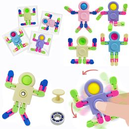 Astronaute Wacky Tracks Spinner Snap And Click Fidget Toys Jeu Jouets sensoriels de doigt Puzzles de serpent pour adolescents, enfants et adultes, soulagement du stress, cadeaux de fête