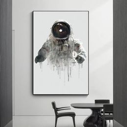 Astronaut Watercolor Canvas Schilderij Nordic Wall Art Posters and Prints Cosmonaut Wall Picture voor Woonkamer decoratie Muurschildering