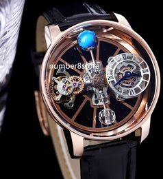 Astronomia Tourbillon Globe herenhorloge 18k roségoud hiphop luxe skeletachtige wijzerplaat automatisch uurwerk saffierkristal oversize Zwitsers sporthorloge 4 kleuren
