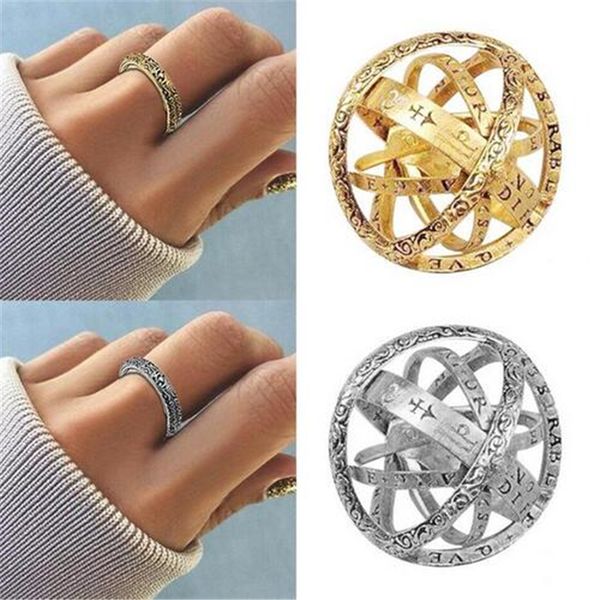 Anneau de boule de sphère astronomique Bague de doigt cosmique Couple amoureux bijoux cadeaux