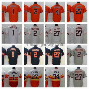 Astros 27 Jose Altuve Jersey de béisbol Houston City 1 Carlos Correa 2 Alex Bregman 4 George Springer 34 Nolan Ryan Blank Hombres Mujeres Jóvenes Tamaño S - XXXL