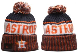 Astros Beanie Houston Beanies Toutes les 32 équipes tricotées à revers Pom Casquettes de baseball Chapeaux de baseball rayés en laine chaude USA College Sport Chapeaux en tricot Casquette pour femmes a2