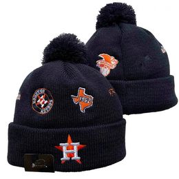 Astros Gorros Houston Bobble Hats Gorras de béisbol 2023-24 Diseñador de moda Sombrero de cubo Chunky Knit Faux Pom Beanie Gorro de punto deportivo de Navidad a1