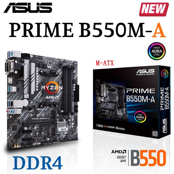Placa base ASUS PRIME B550M-A Socket AM4, AMD B550, compatible con CPU R3 R5 R7 DDR4 4800MHz PCI-E 4 M.2 128GB, placa base Micro ATX nueva