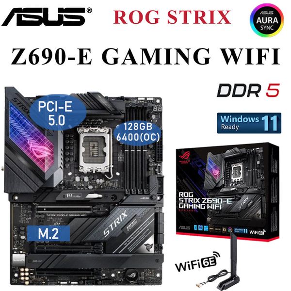 ASUS ROG Strix Z690-E GAMING WIFI LGA 1700 ATX Gaming Motherboard PCIe 5.0 DDR5 M.2 Soporte Intel 12th Gen CPU Z690 Antena NUEVO