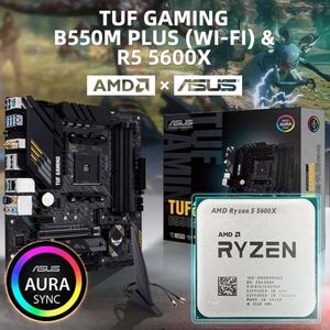 ASUS TUF B550M PLUS WIFI II carte mère + processeur AMD Ryzen 5 5600X R5 5600X CPU 3.7GHz 6 cœurs 12 threads 7NM AM4 ordinateur de bureau Gamer