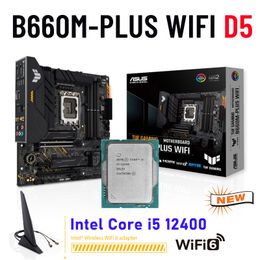 Asus TUF GAMING B660M-PLUS WIFI DDR5 Intel B660 carte mère Combo i5 12400 CPU LGA 1700 128 go M.2 Intel Core i5 12400 processeur