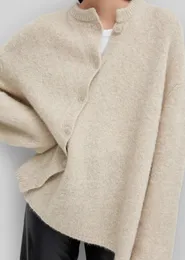 Suéter asimétrico de mohair de cachemira tote/me Cárdigan diagonal de corte holgado para mujer chaqueta de estilo perezoso beige para mujer