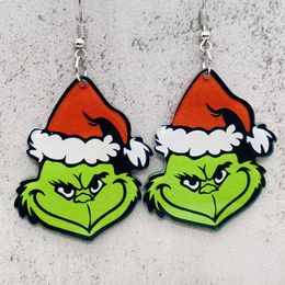 Asymmetrische Kerstmis Acryl Oorbellen Mode Cartoon OntwerpKerst Boom Charme Bungelt HOHOHO Letter Ster Sneeuwpop Sneeuwvlok Grinch Kerstman Drop Sieraden Cadeau