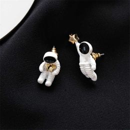 Pentagramme asymétrique contrat mode espace astronaute petites boucles d'oreilles personnalisées femmes fête bijoux G230602