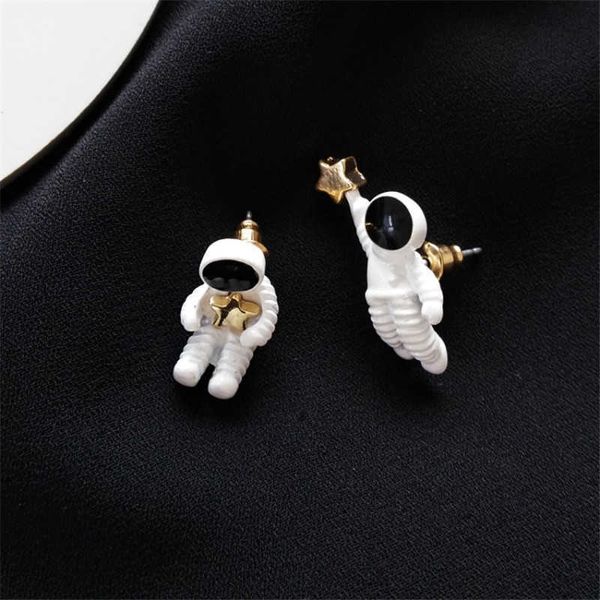 Pentagramme asymétrique contrat mode espace astronaute petites boucles d'oreilles personnalisées femmes fête bijoux G230602