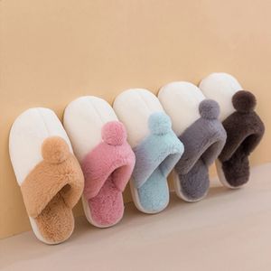 bij katoen vrouwen winter shuis plat konijn haar pluche zachte bodem warme en anti slip paar slippers fl pluh per