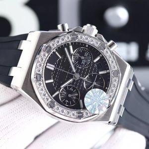 AT Diamond Watch 37mm relojes para mujer regalo 7750 movimiento de sincronización Correa de reloj de goma de acero fino diseñador